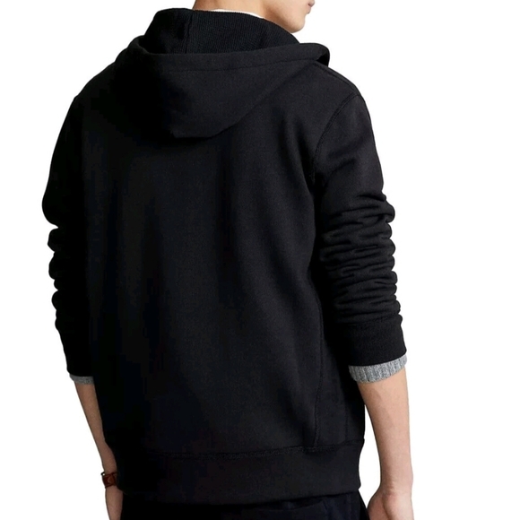 Polo by Ralph Lauren Men's Black Thermo Hood Zip Up Warm Red Pony Hoodie - Picture 2 of 4